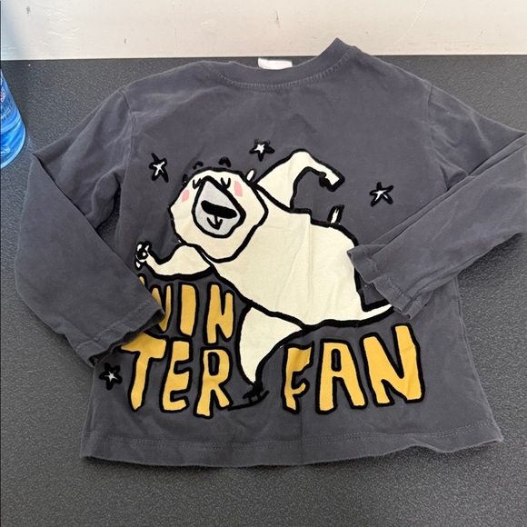 Zara Charcoal Long Sleeve Tee with Bear Graphic - Picture 1 of 2